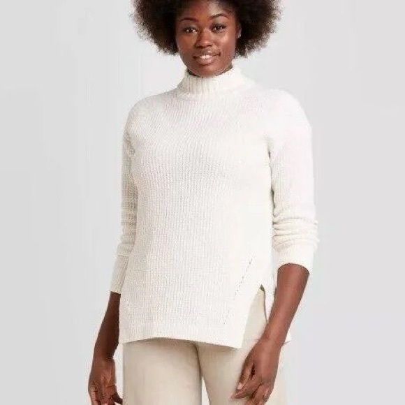 a new day | Sweaters | A New Day Mock Turtleneck Tunic Pullover Sweater In  Cream | Poshmark